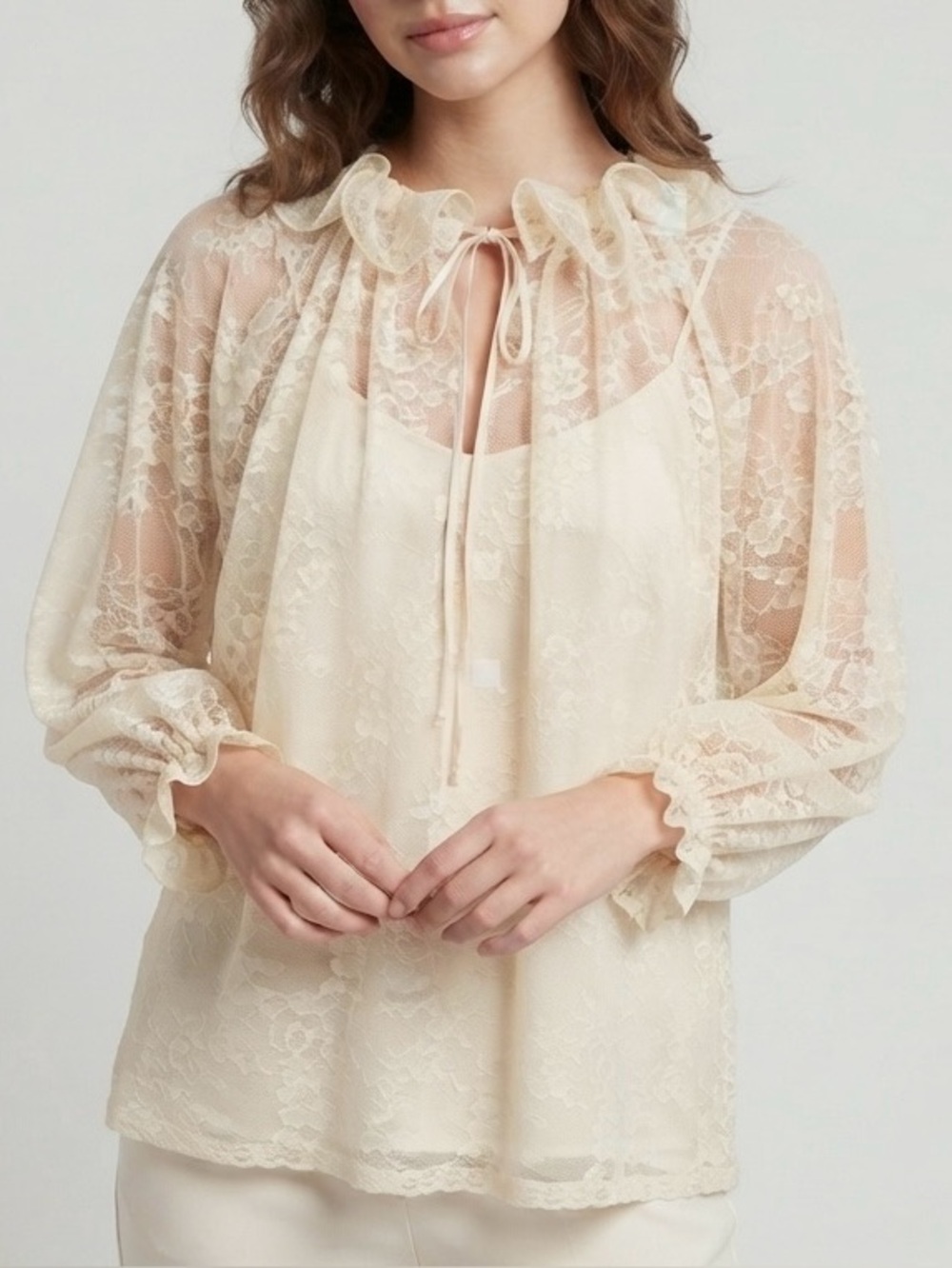 NWT Ultra Pink Sheer Lace Peasant Blouse Size M
